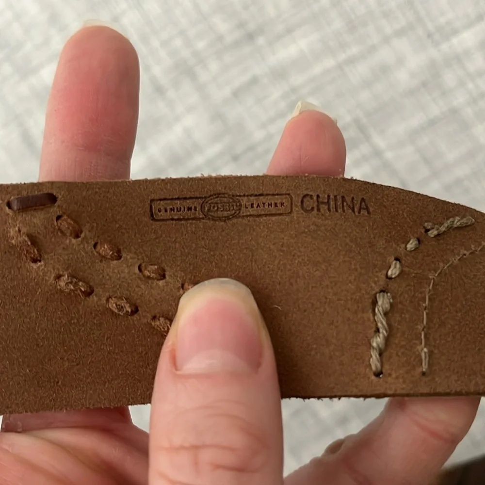 Vintage Y2K Fossil suede and leather patch belt with animal print